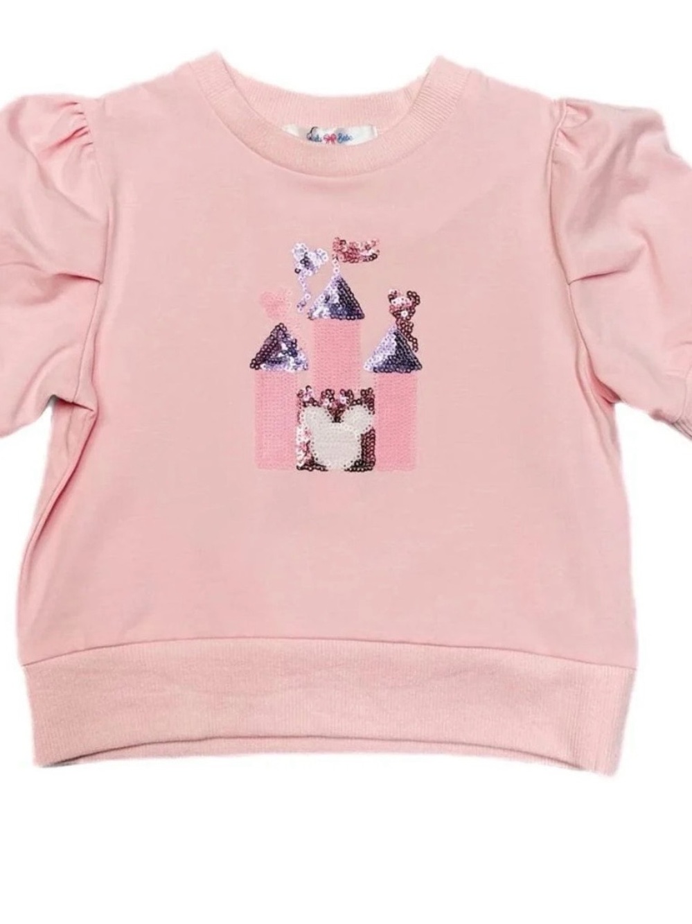 Lulu Bebe Pink Sequin Castle Shirt